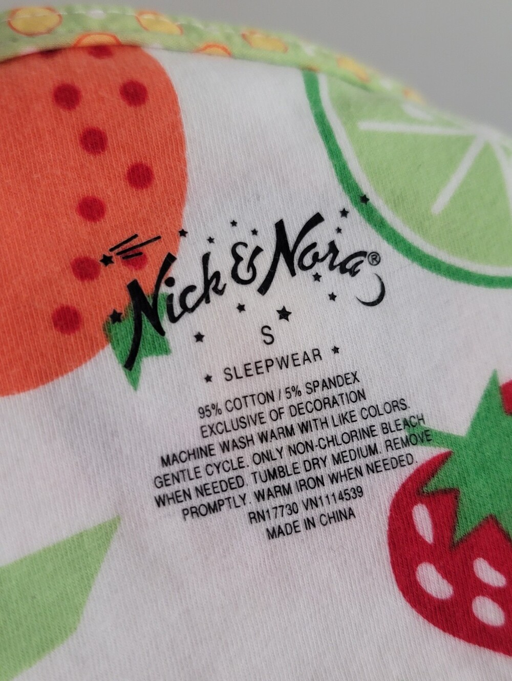 Nick & Nora Sleepwear Small Fruit Print Sleeveless Night Dress Pajama Summer - Picture 3 of 8